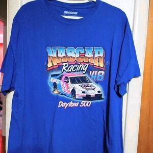 NASCAR Daytona 500 Racing T-Shirt Men's Medium Blue Graphic Car Retro